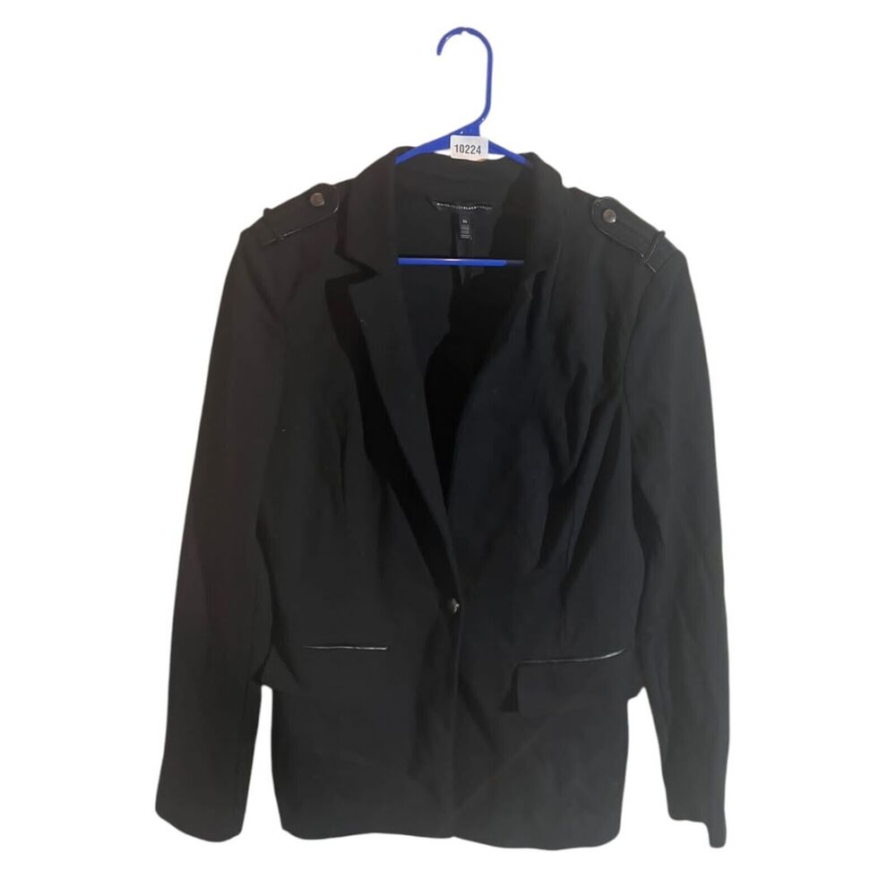 White House Black Market Military Blazer Jacket Black One Button Womens Sz 14